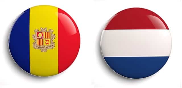 Andorra and Netherlands flag